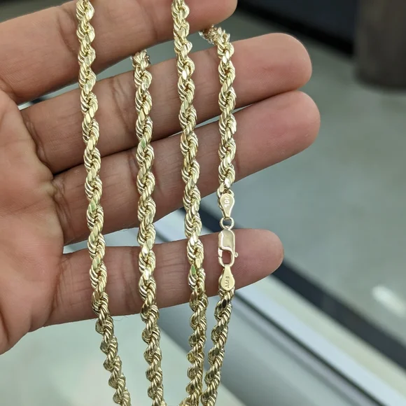 10kt real gold rope chain 5mm 28 be Inch